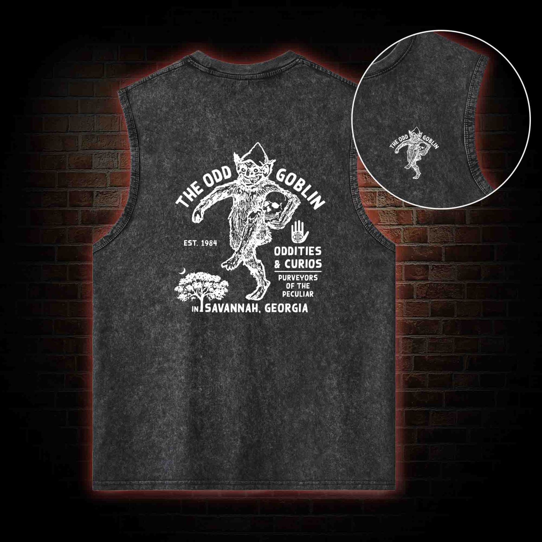 The Odd Goblin Back Print Washed Tank Top