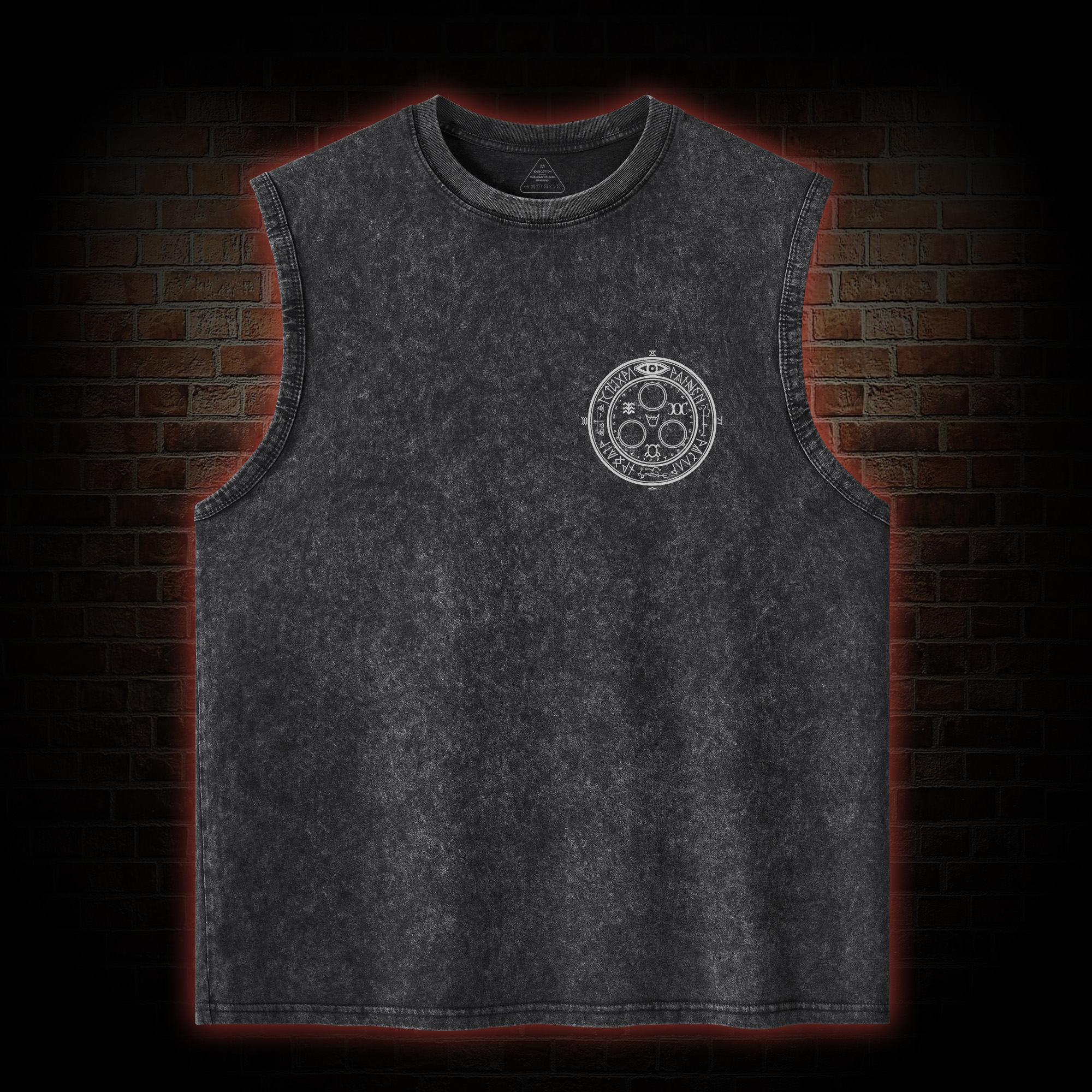 Pyramid Head Back Print Washed Tank Top