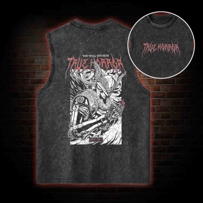 You Will Witness True Horror Back Print Washed Tank Top