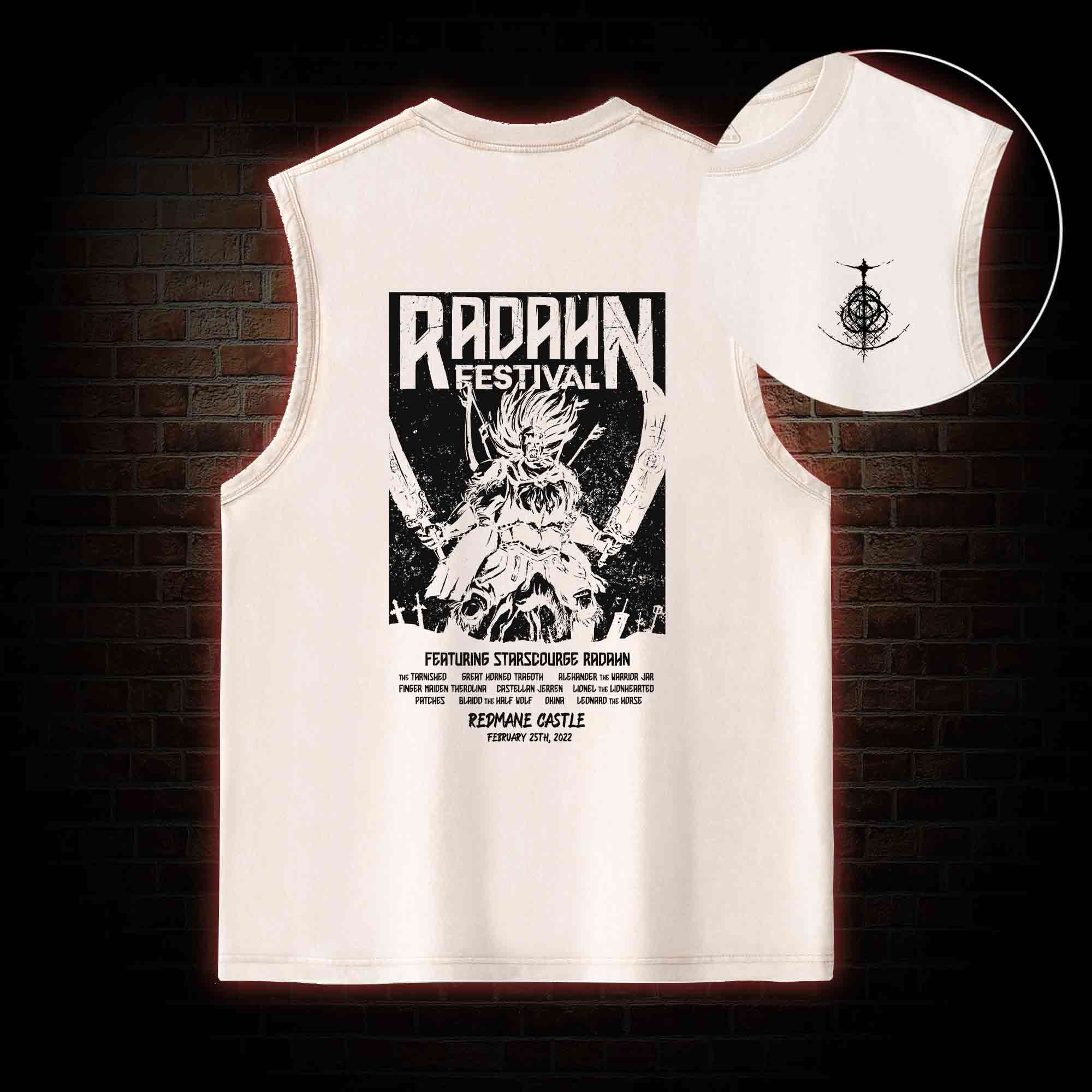 Battle Festival Back Print Washed Tank Top