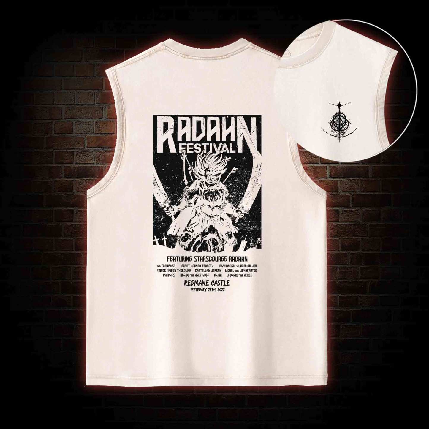 Battle Festival Back Print Washed Tank Top