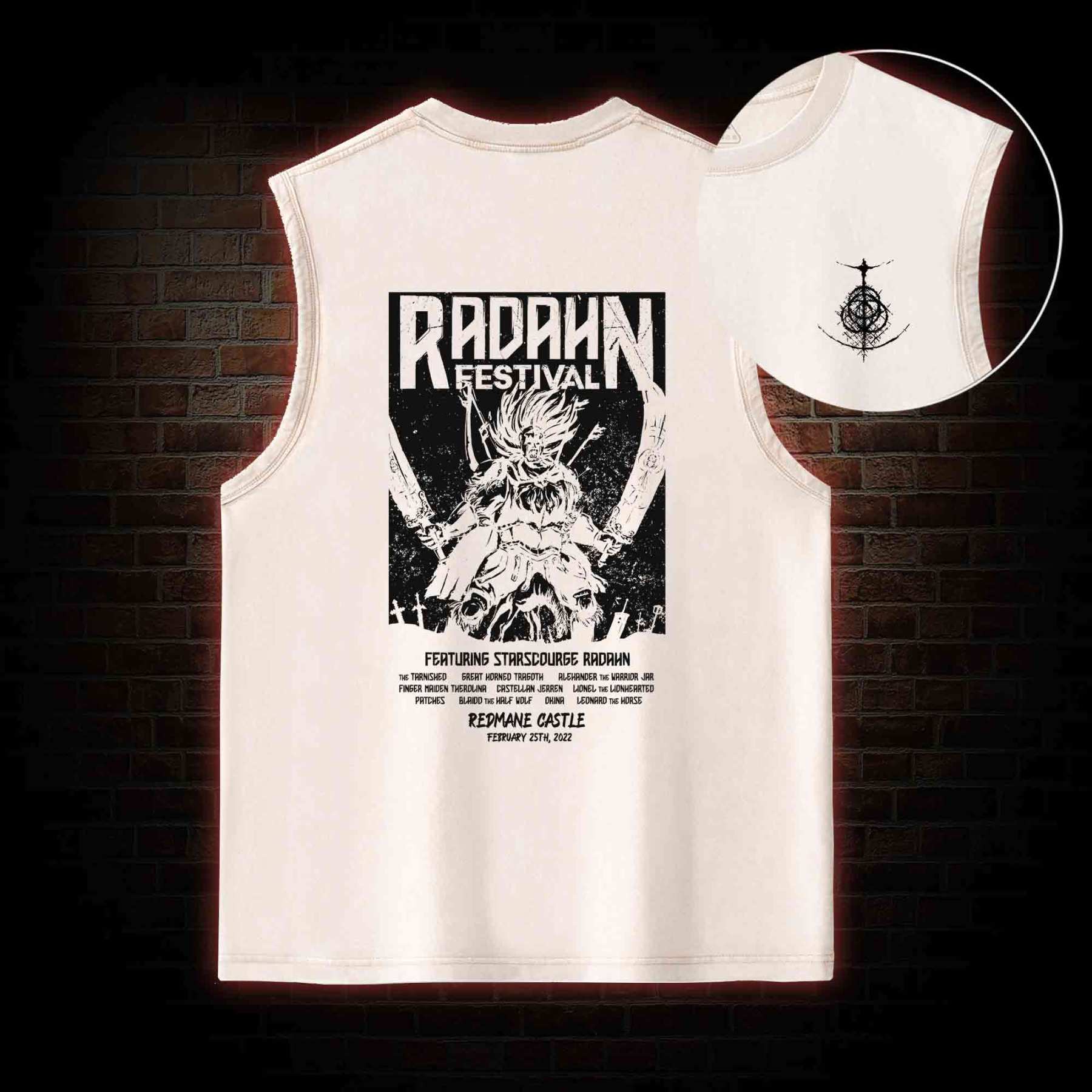 Battle Festival Back Print Washed Tank Top