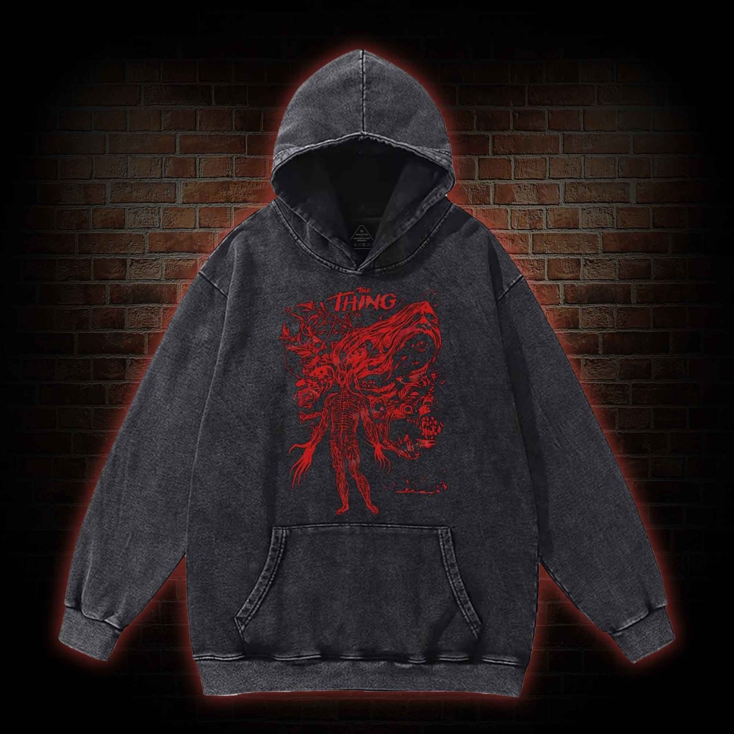 Retro The Thing Horror Washed Hoodie