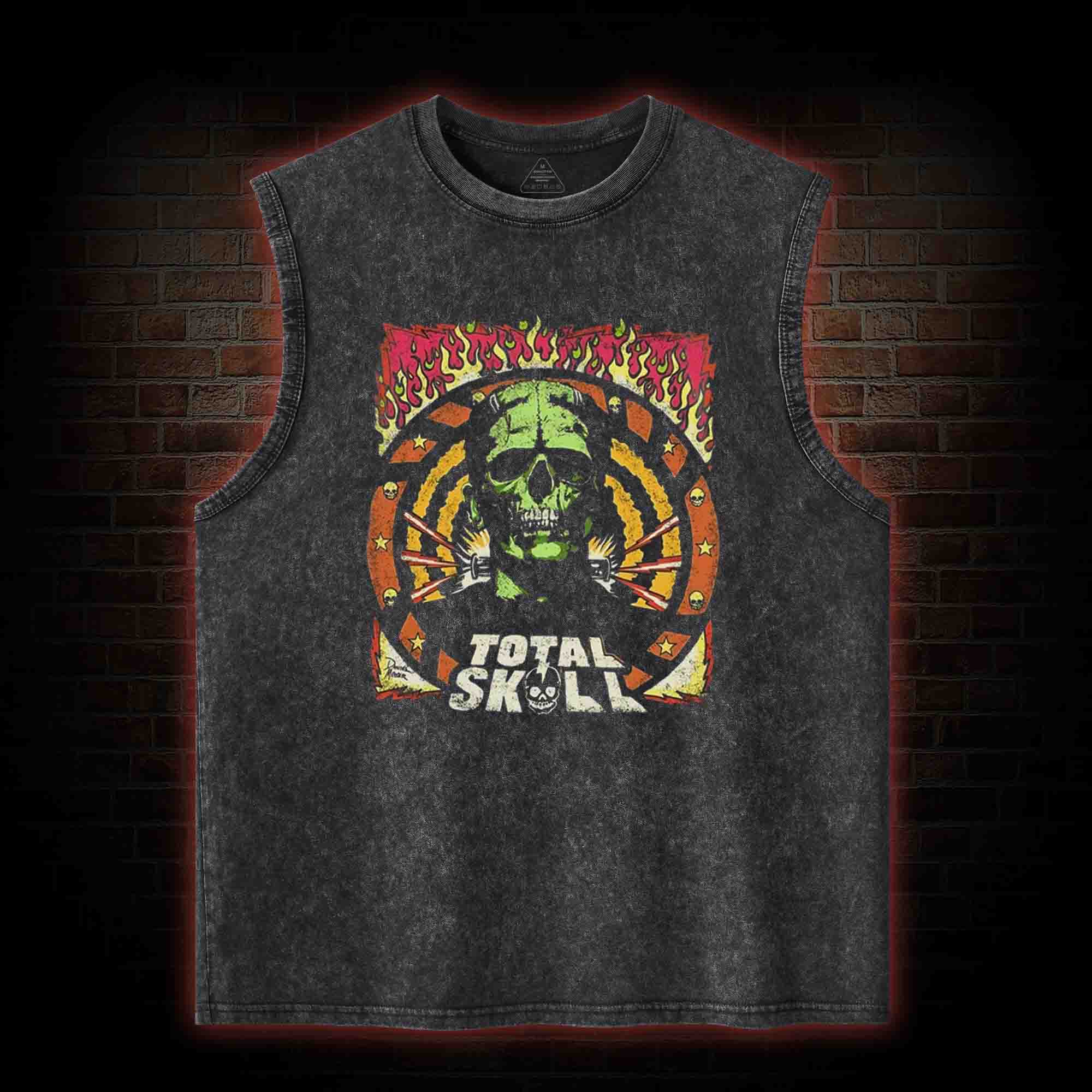 Total Skull Washed Tank Top