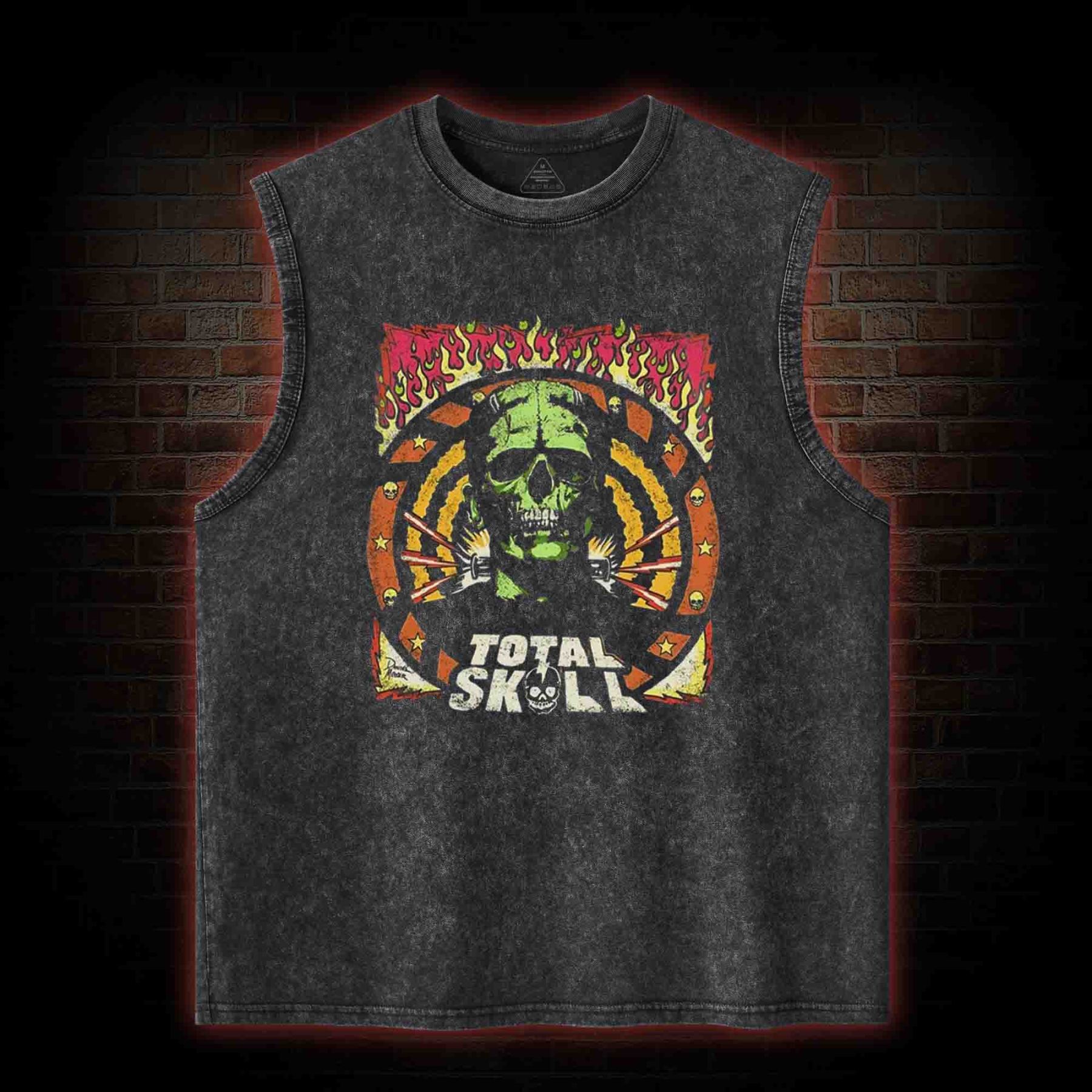 Total Skull Washed Tank Top