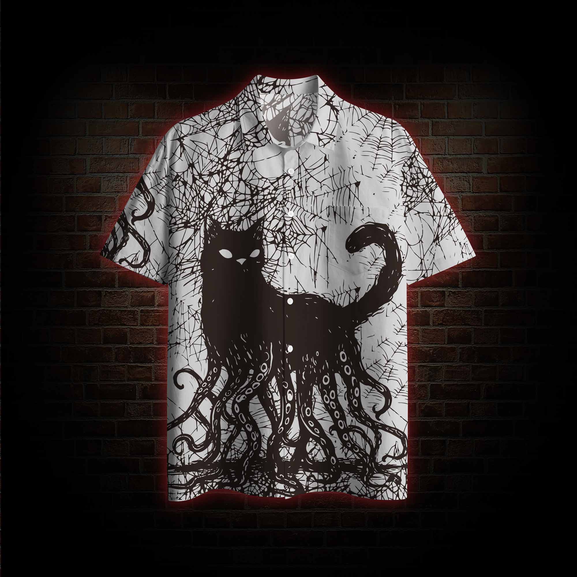 Octopus And Black Cat Hawaiian Shirt