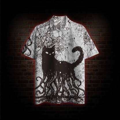 Octopus And Black Cat Hawaiian Shirt
