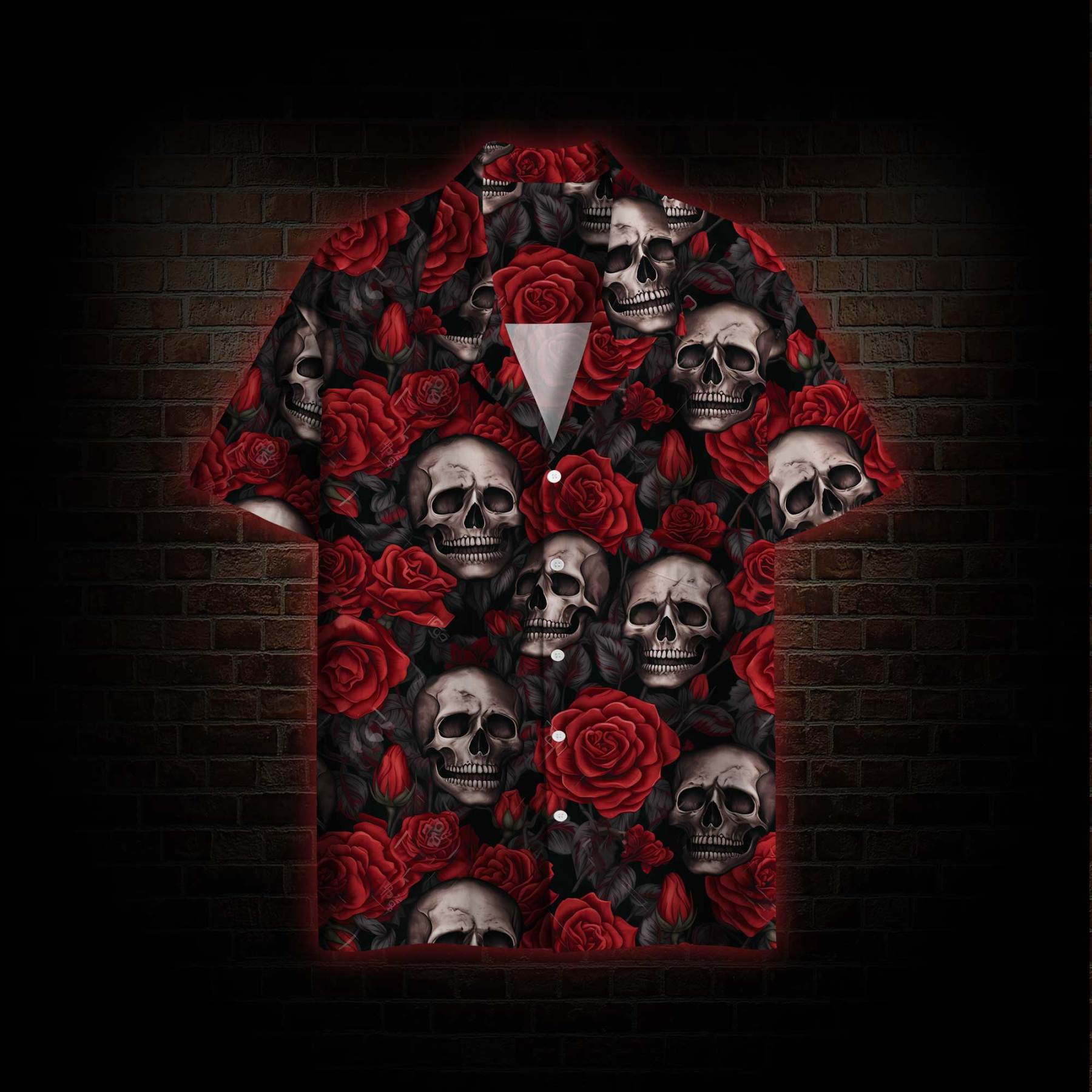 Skull and Roses Hawaiian Shirt