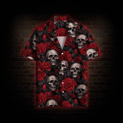 Skull and Roses Hawaiian Shirt