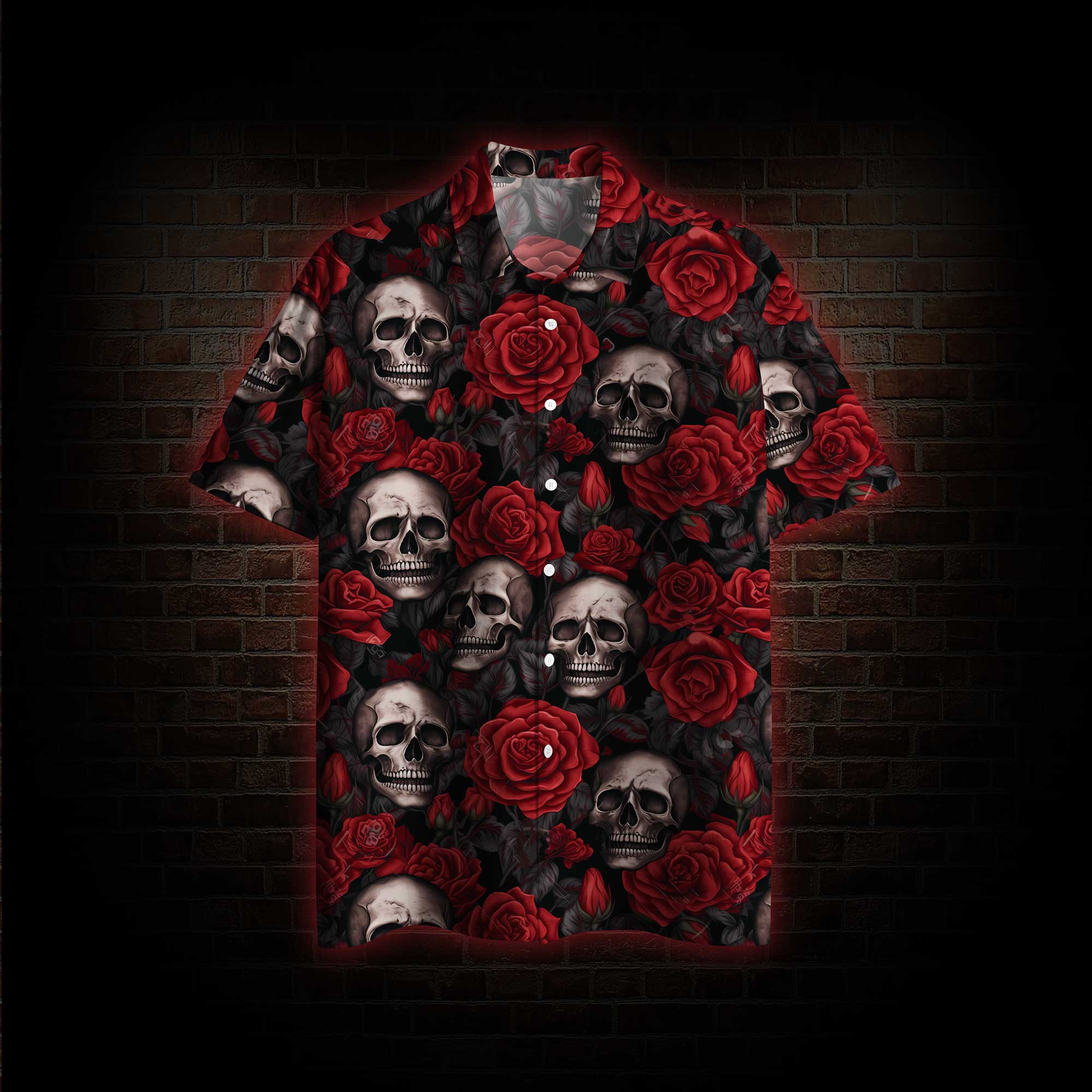 Skull and Roses Hawaiian Shirt