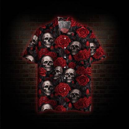 Skull and Roses Hawaiian Shirt
