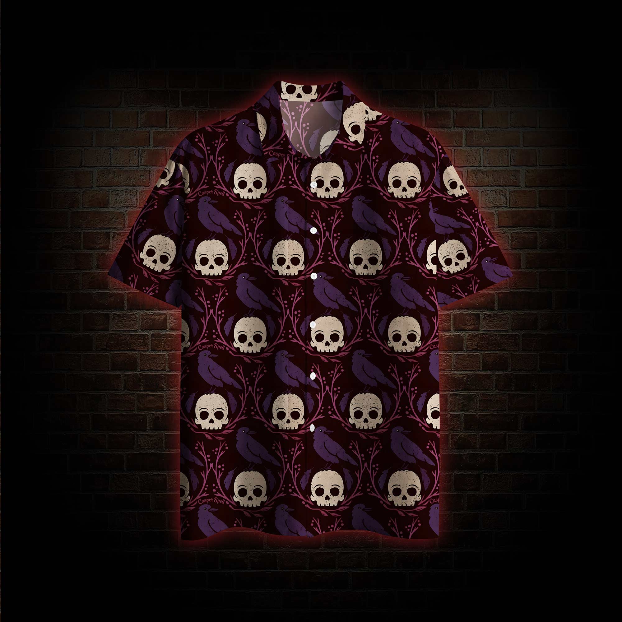 Spooky Skull and Leaf Hawaiian Shirt