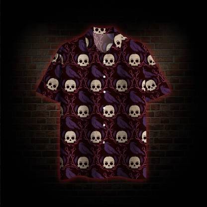 Spooky Skull and Leaf Hawaiian Shirt