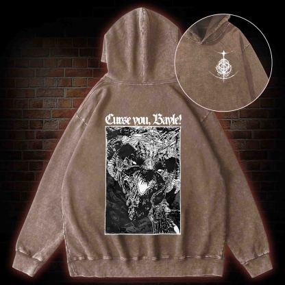 Curse You Bayle! Back Print Washed Hoodie