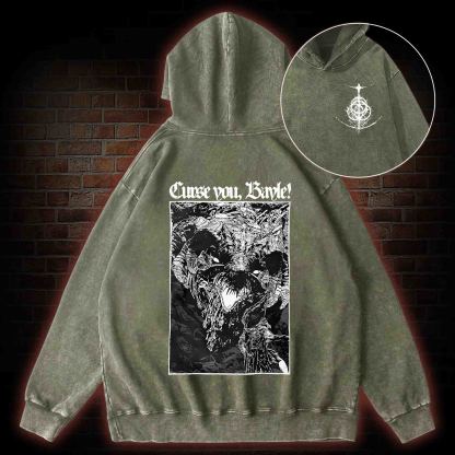 Curse You Bayle! Back Print Washed Hoodie