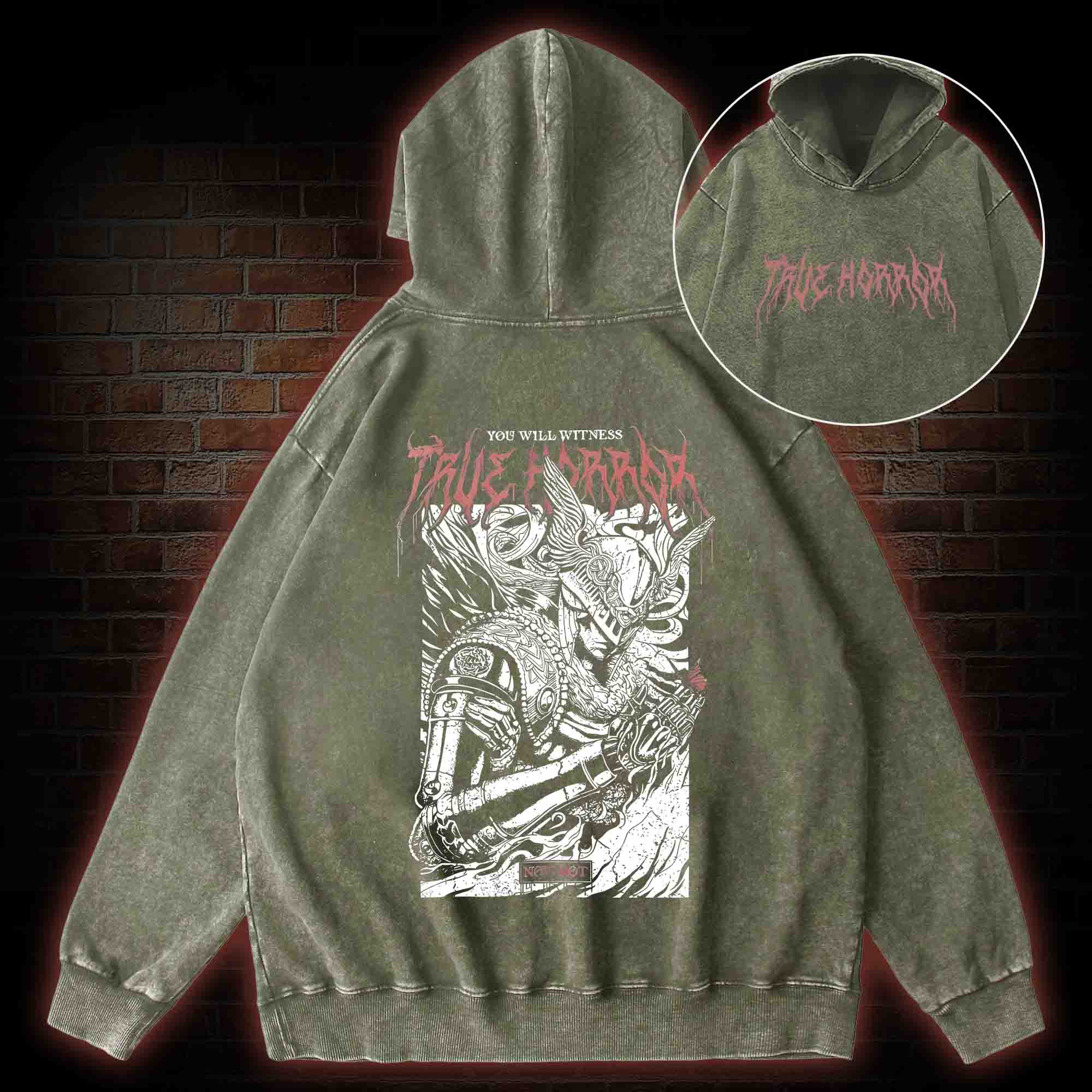 You Will Witness True Horror Back Print Washed Hoodie