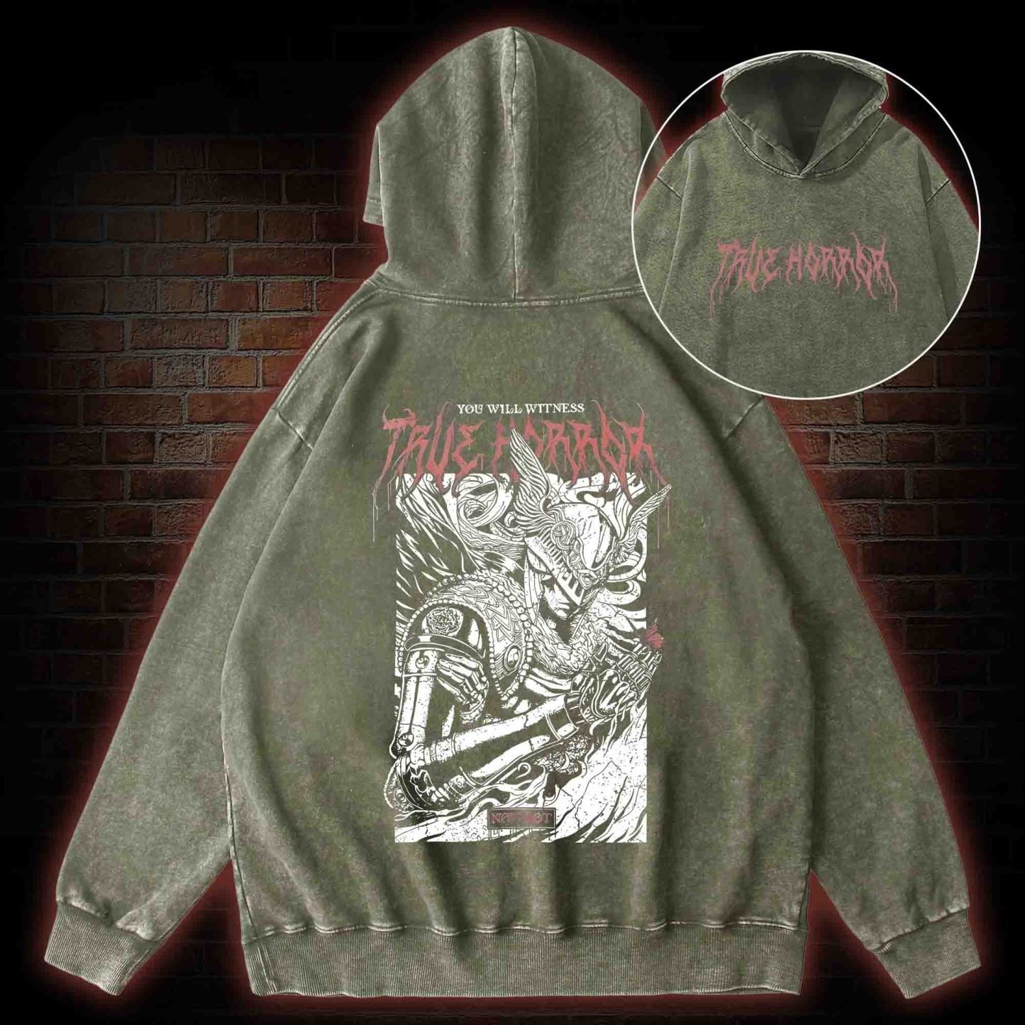 You Will Witness True Horror Back Print Washed Hoodie