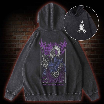 Into the Abyss Back Print Washed Hoodie