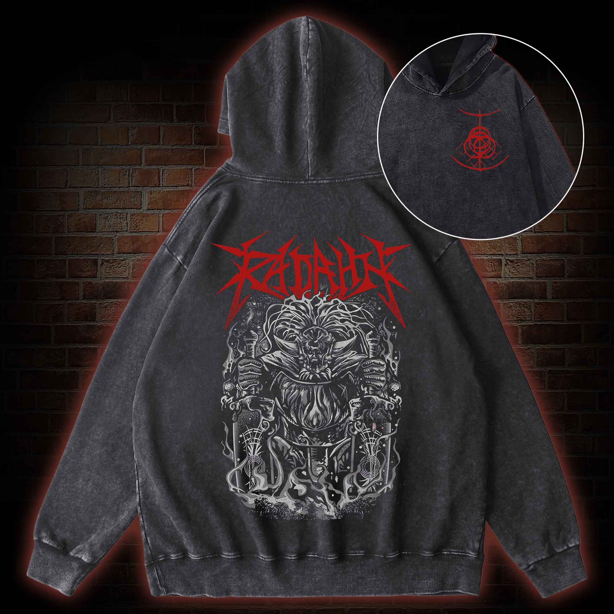 Gravity King Back Print Washed Hoodie