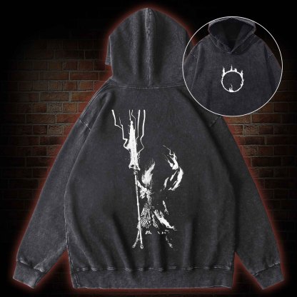 King of the Storm Back Print Washed Hoodie