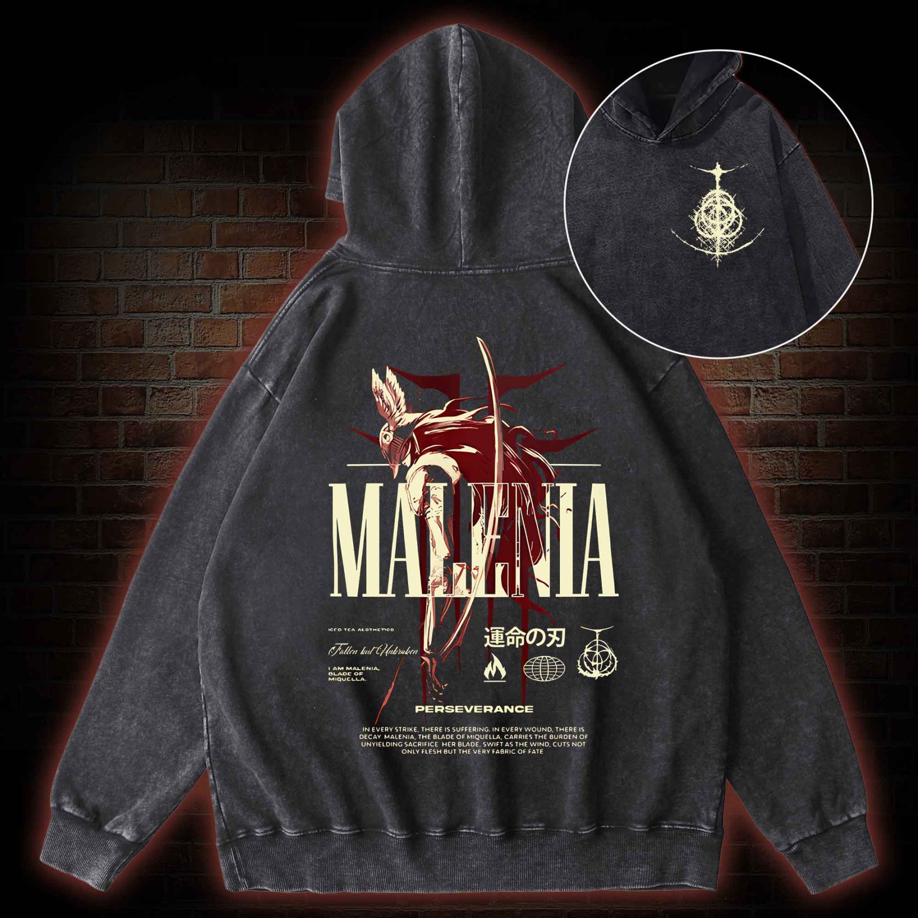 Cursed Goddess Back Print Washed Hoodie