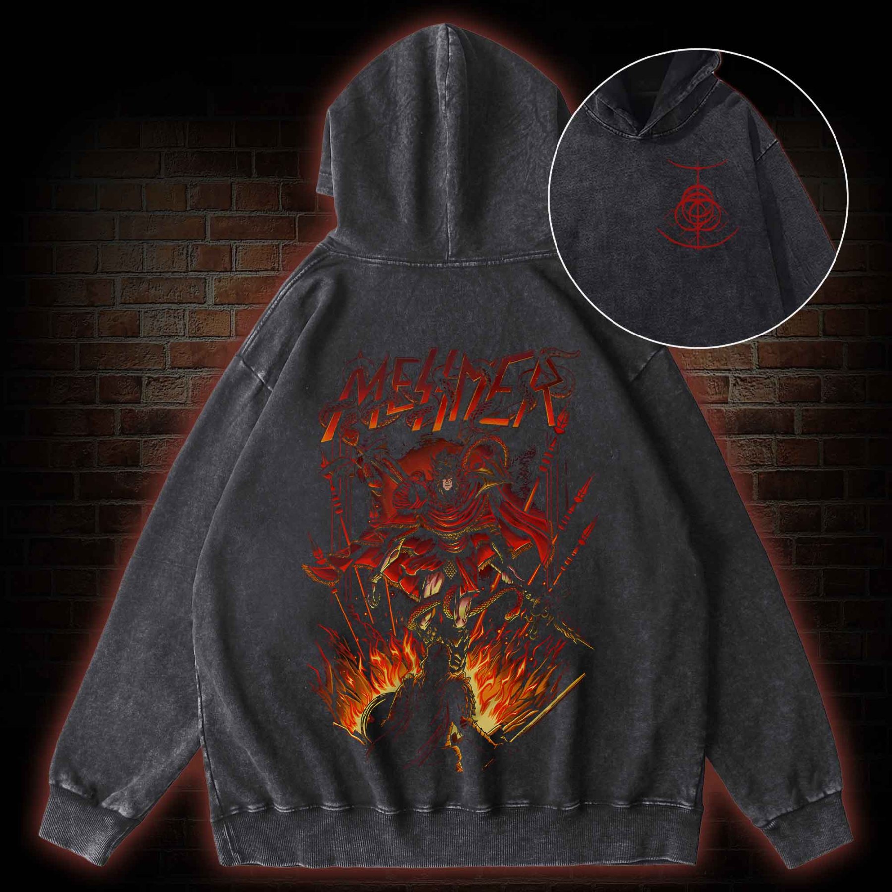 The Impaler Back Print Washed Hoodie