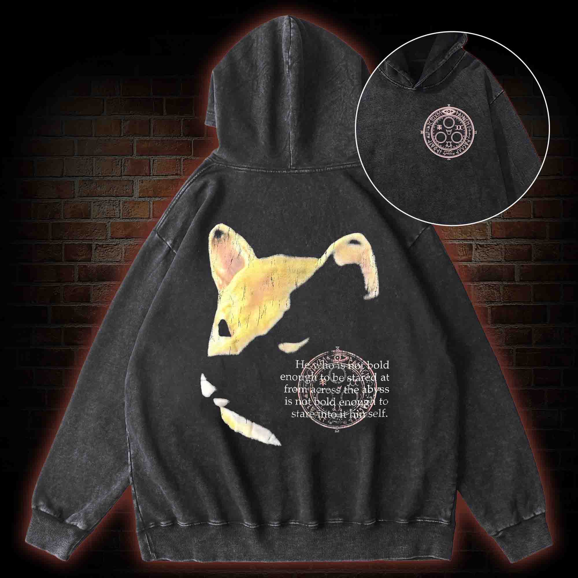 Shiba Back Print Washed Hoodie