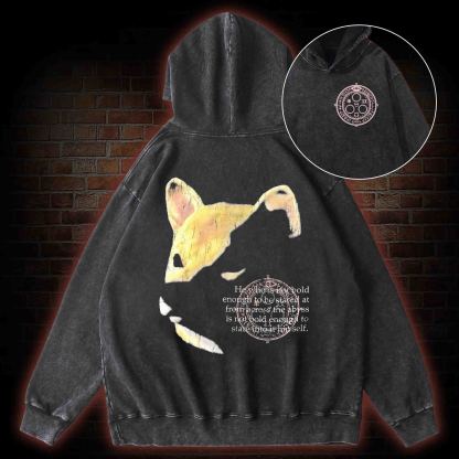 Shiba Back Print Washed Hoodie