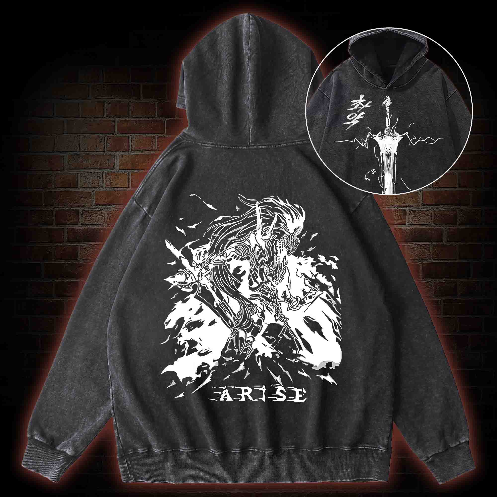 Weak Hunter Back Print Washed Hoodie
