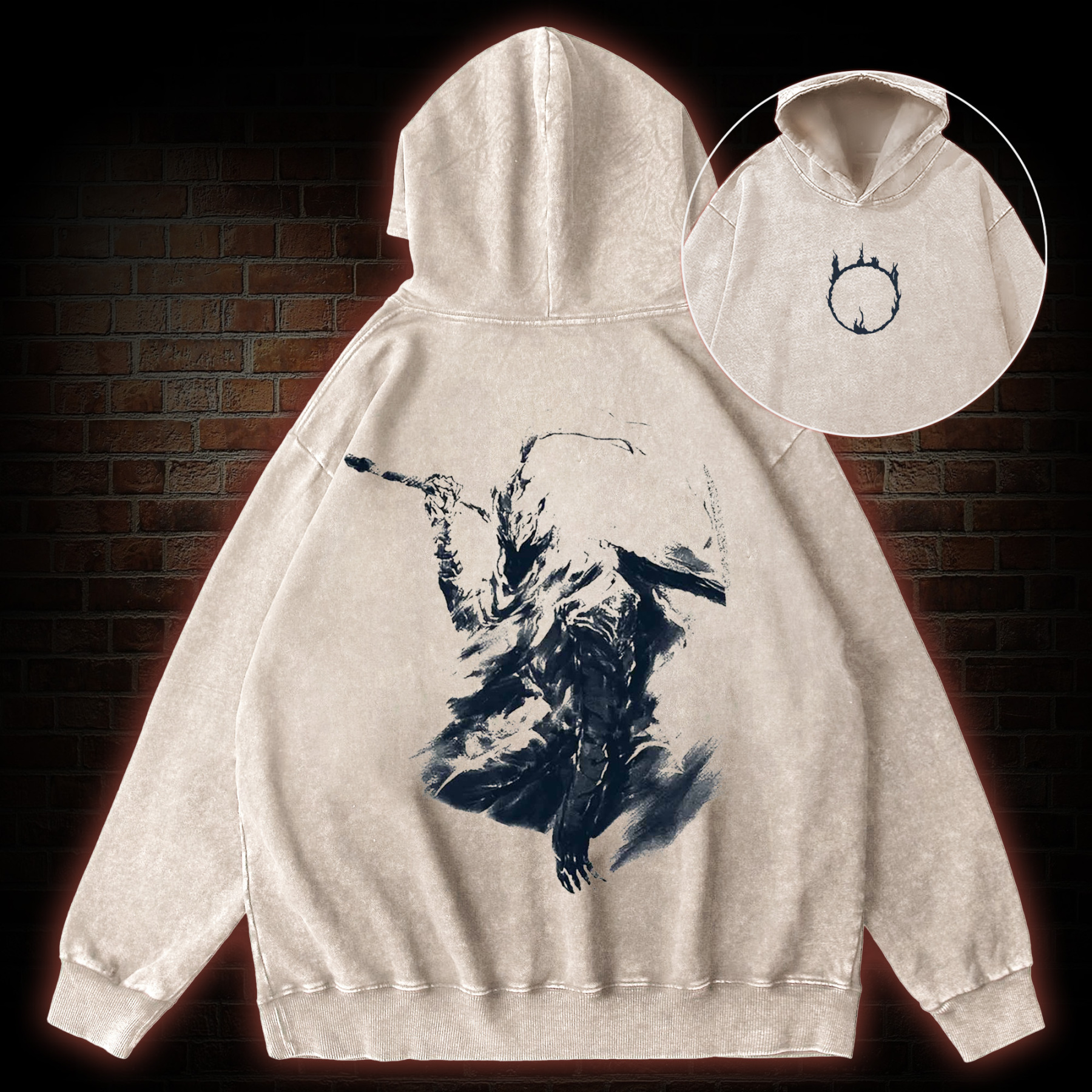 Abyss Vintage Back Print Washed Hoodie