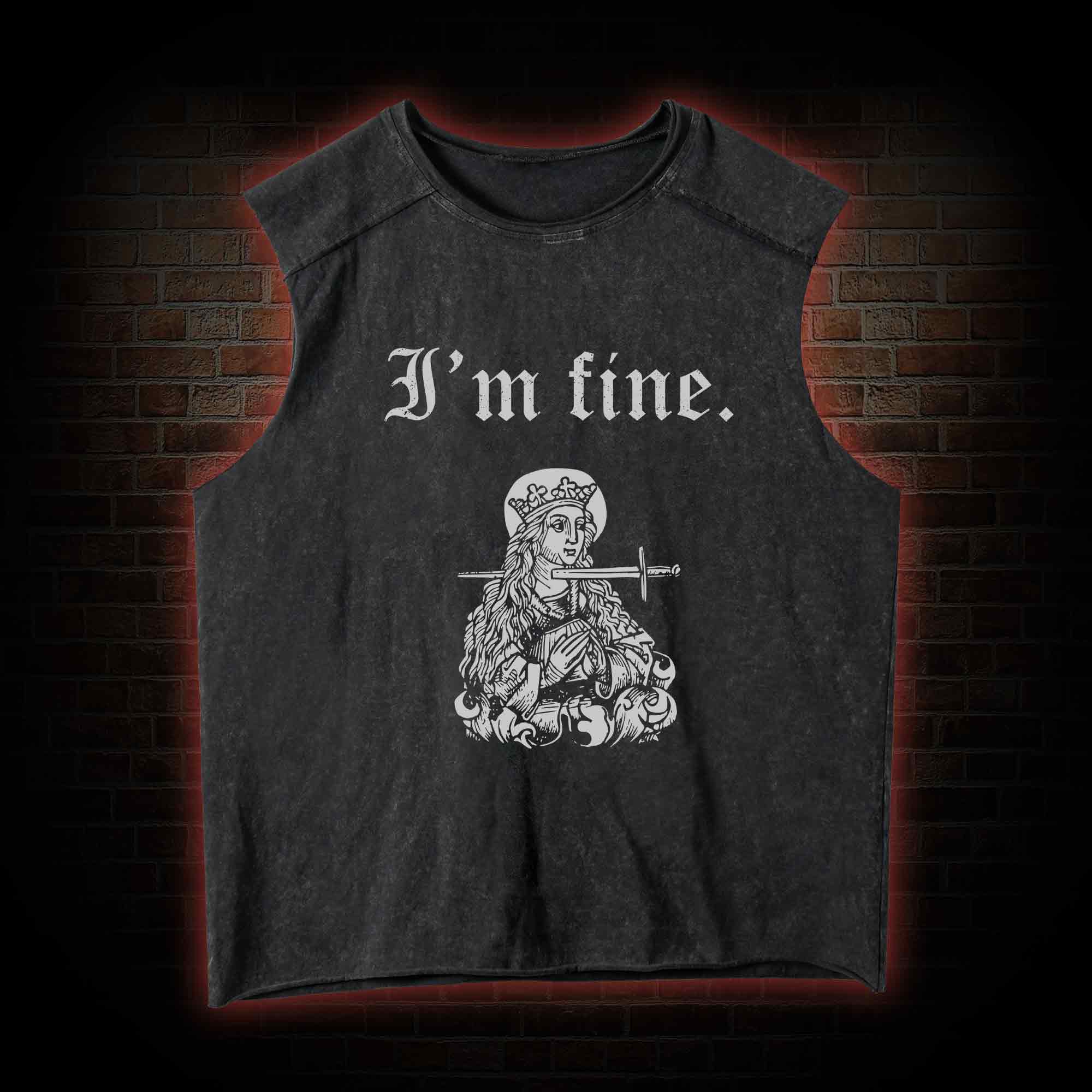 I'm Fine Boxy Washed Tank Top