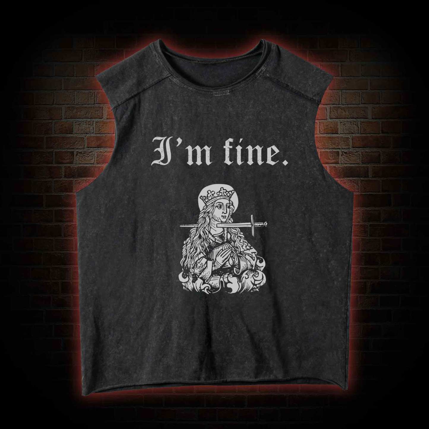 I'm Fine Boxy Washed Tank Top