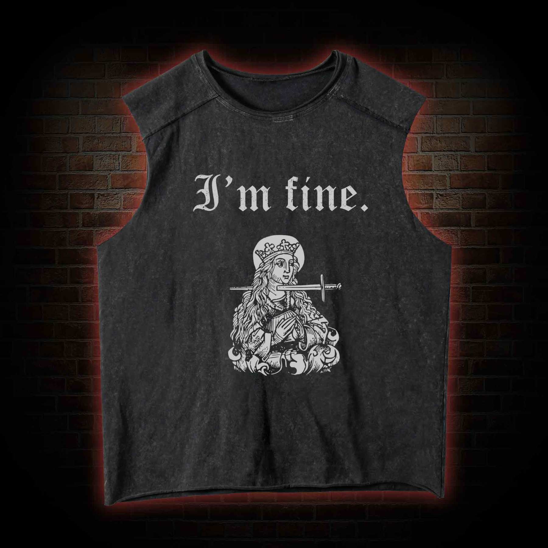I'm Fine Boxy Washed Tank Top
