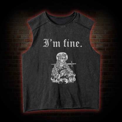 I'm Fine Boxy Washed Tank Top