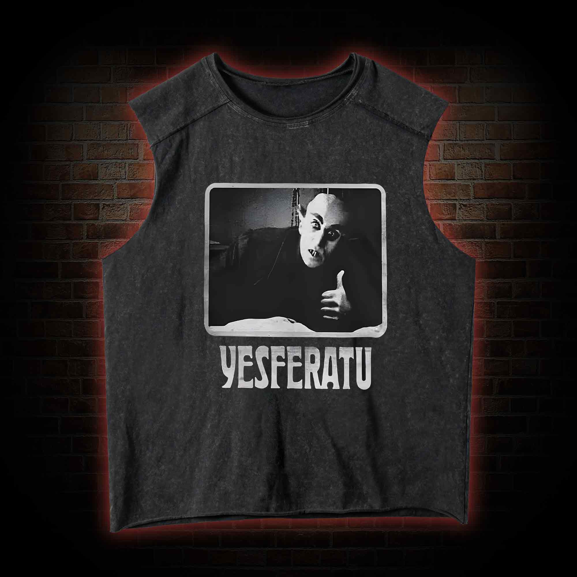Yesferatu Funny Horror Retro Vintage Washed Tank Top
