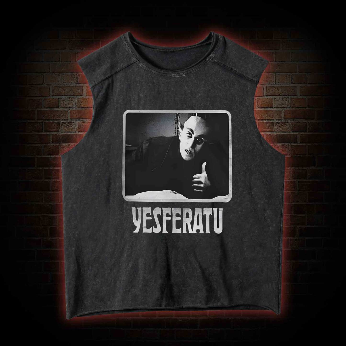 Yesferatu Funny Horror Retro Vintage Washed Tank Top