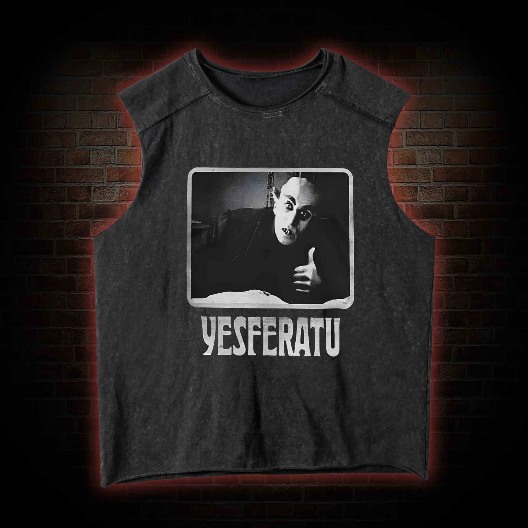 Yesferatu Funny Horror Retro Vintage Washed Tank Top