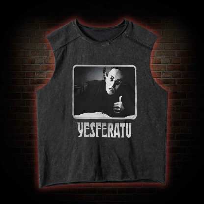 Yesferatu Funny Horror Retro Vintage Washed Tank Top