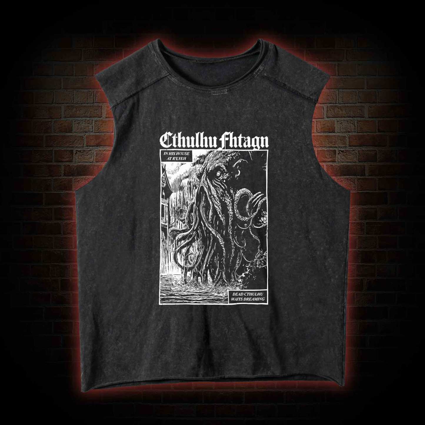 Cthulhu Fhtagn Washed Tank Top