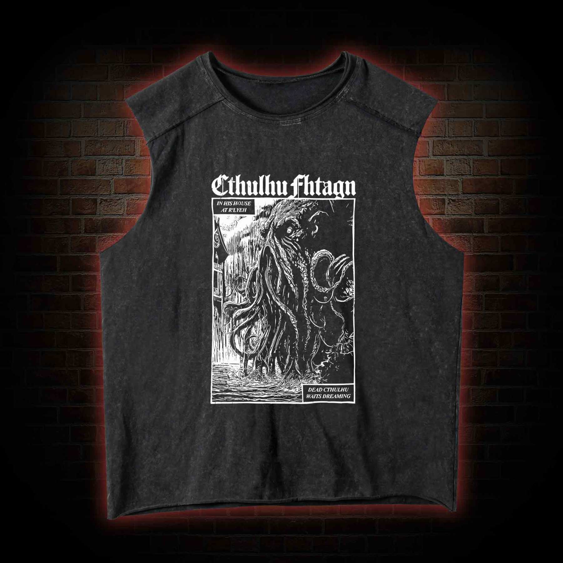 Cthulhu Fhtagn Washed Tank Top
