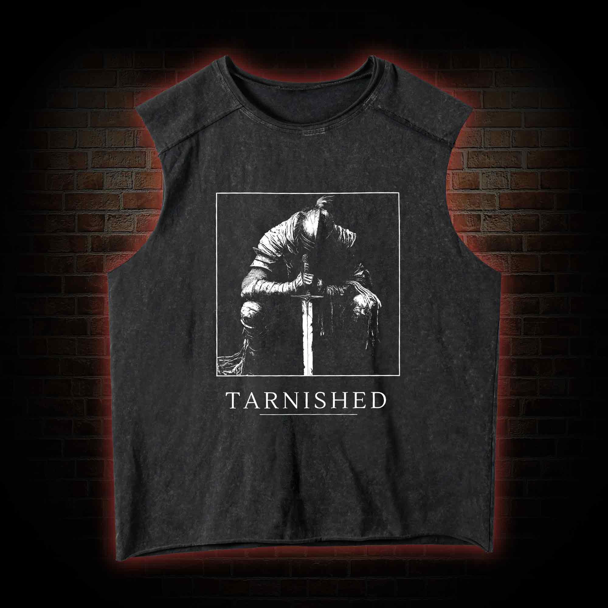 Dark Knight With Sword Washed Tank Top