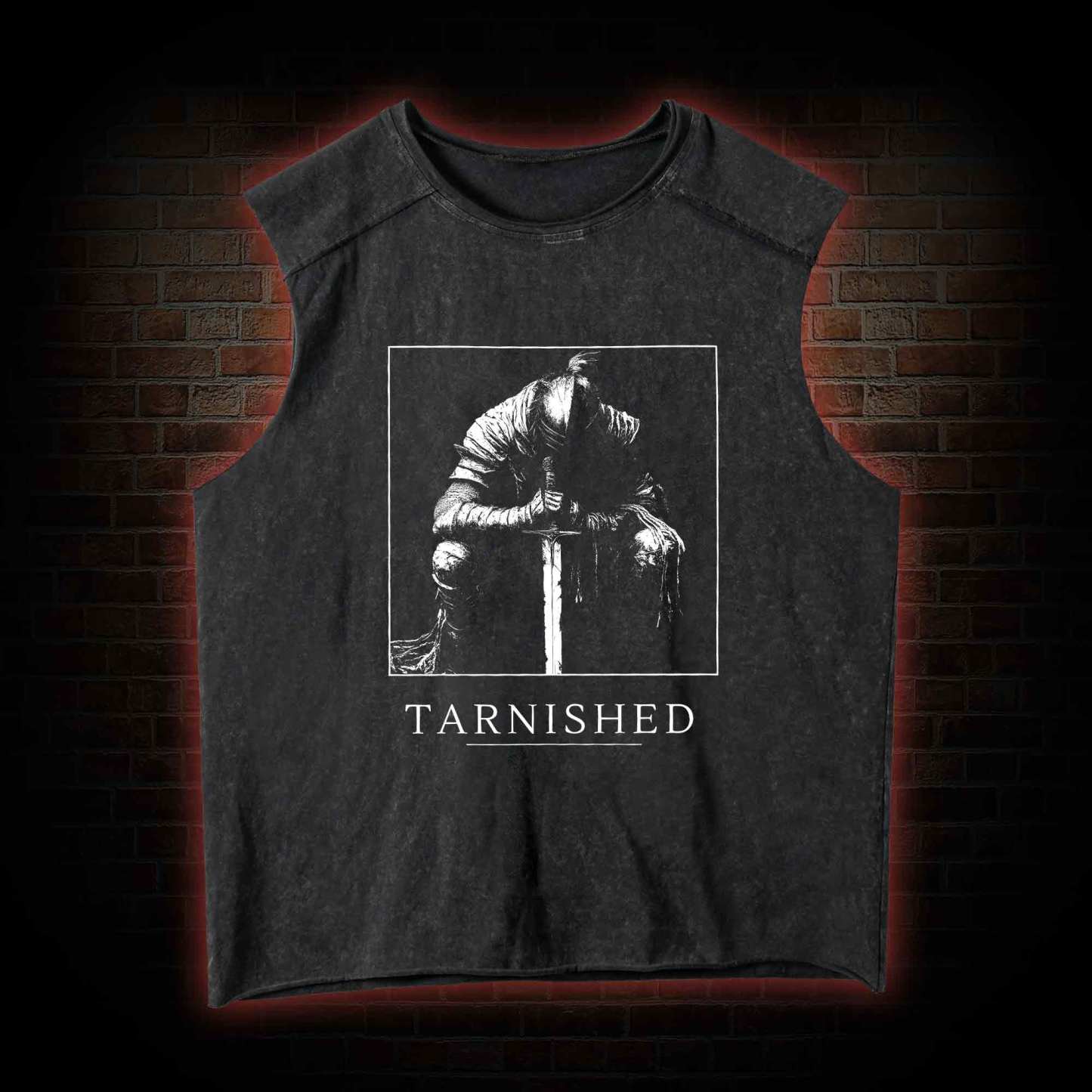 Dark Knight With Sword Washed Tank Top