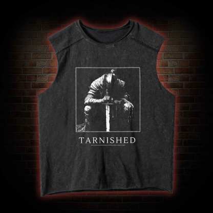 Dark Knight With Sword Washed Tank Top