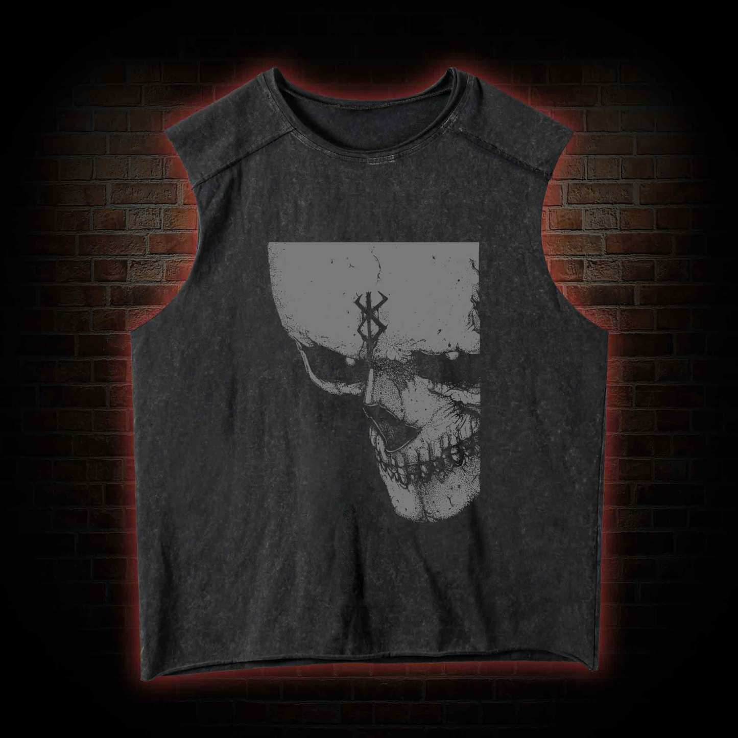 Dark Skull Knight Washed Tank Top