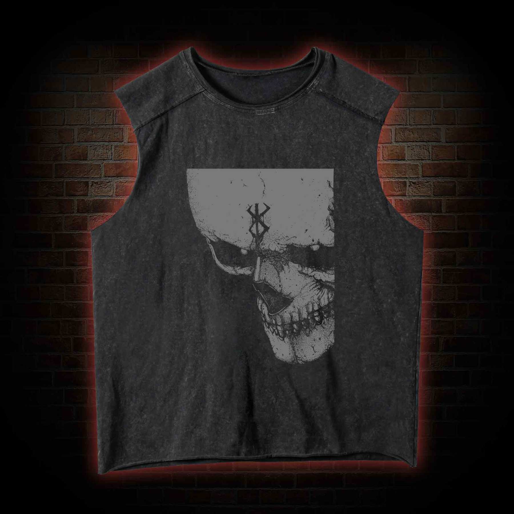 Dark Skull Knight Washed Tank Top