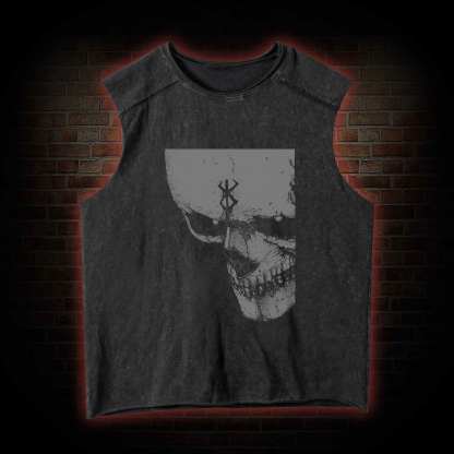 Dark Skull Knight Washed Tank Top