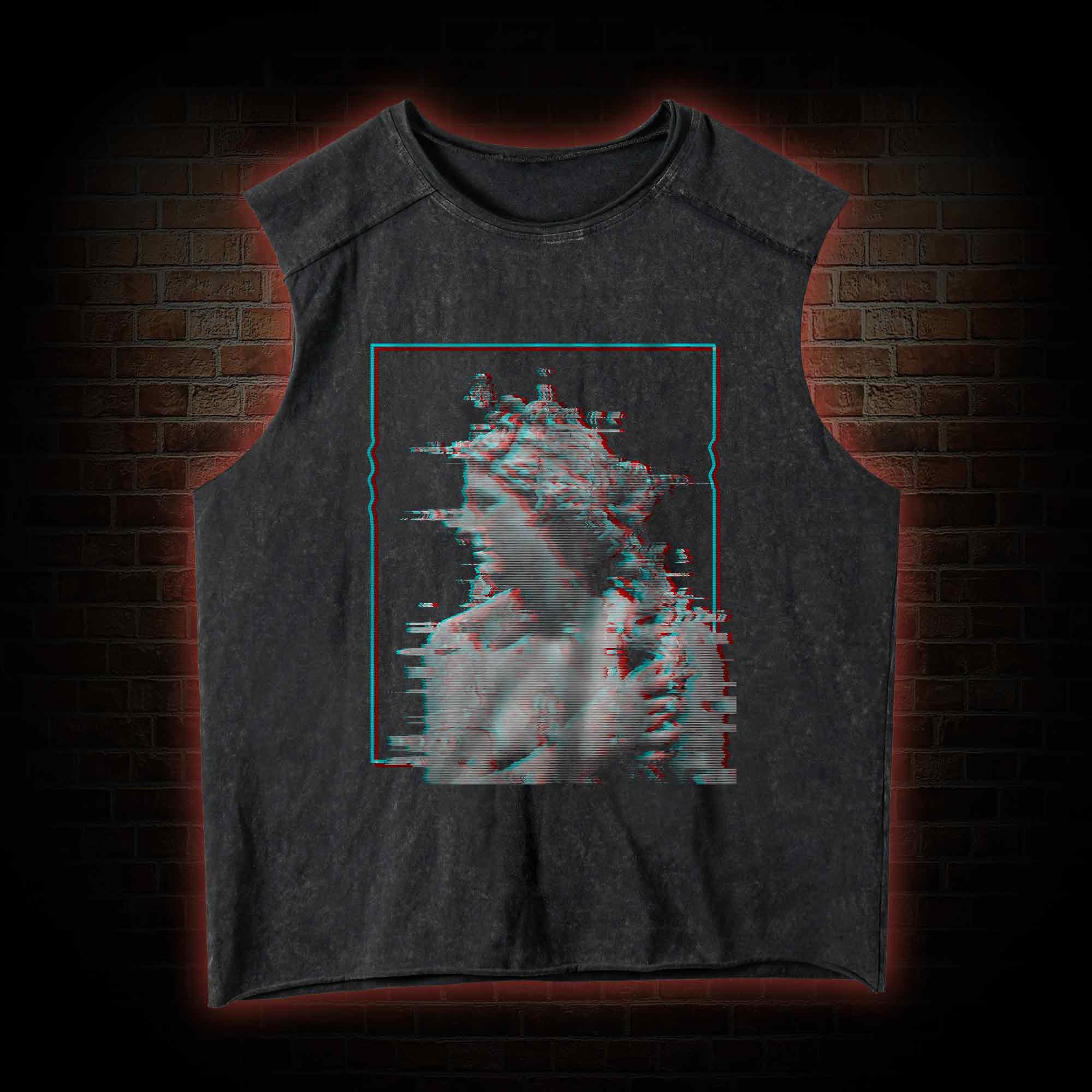 Vaporwave Glitch Vintage Washed Tank Top