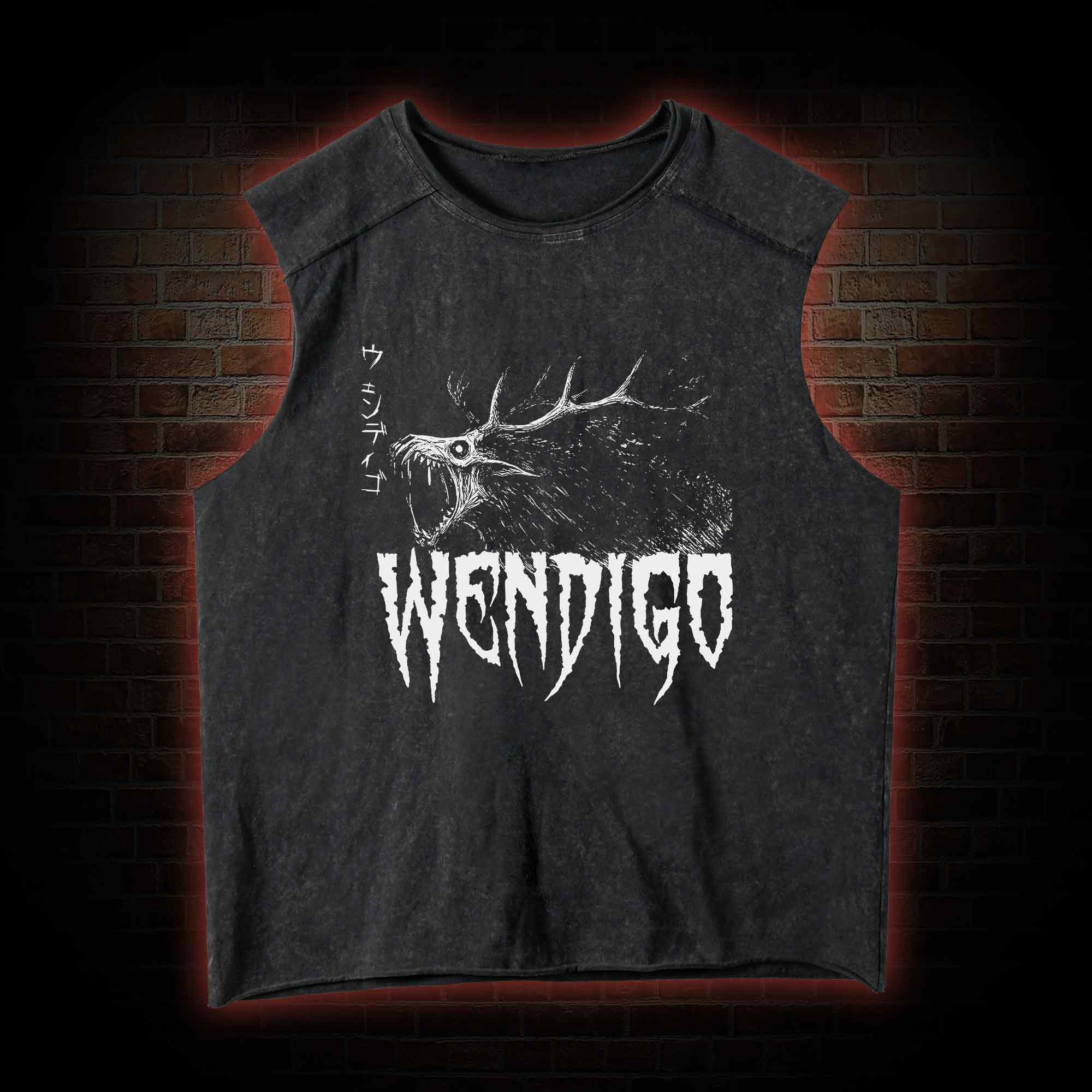 Wendigo Scary Monster Vintage Washed Tank Top