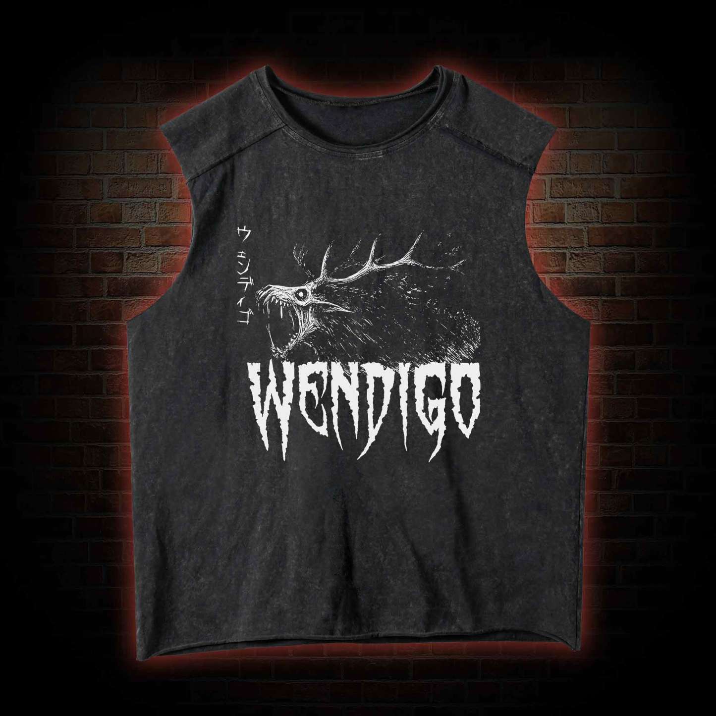 Wendigo Scary Monster Vintage Washed Tank Top