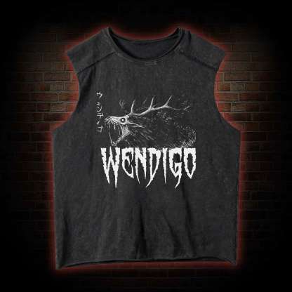 Wendigo Scary Monster Vintage Washed Tank Top